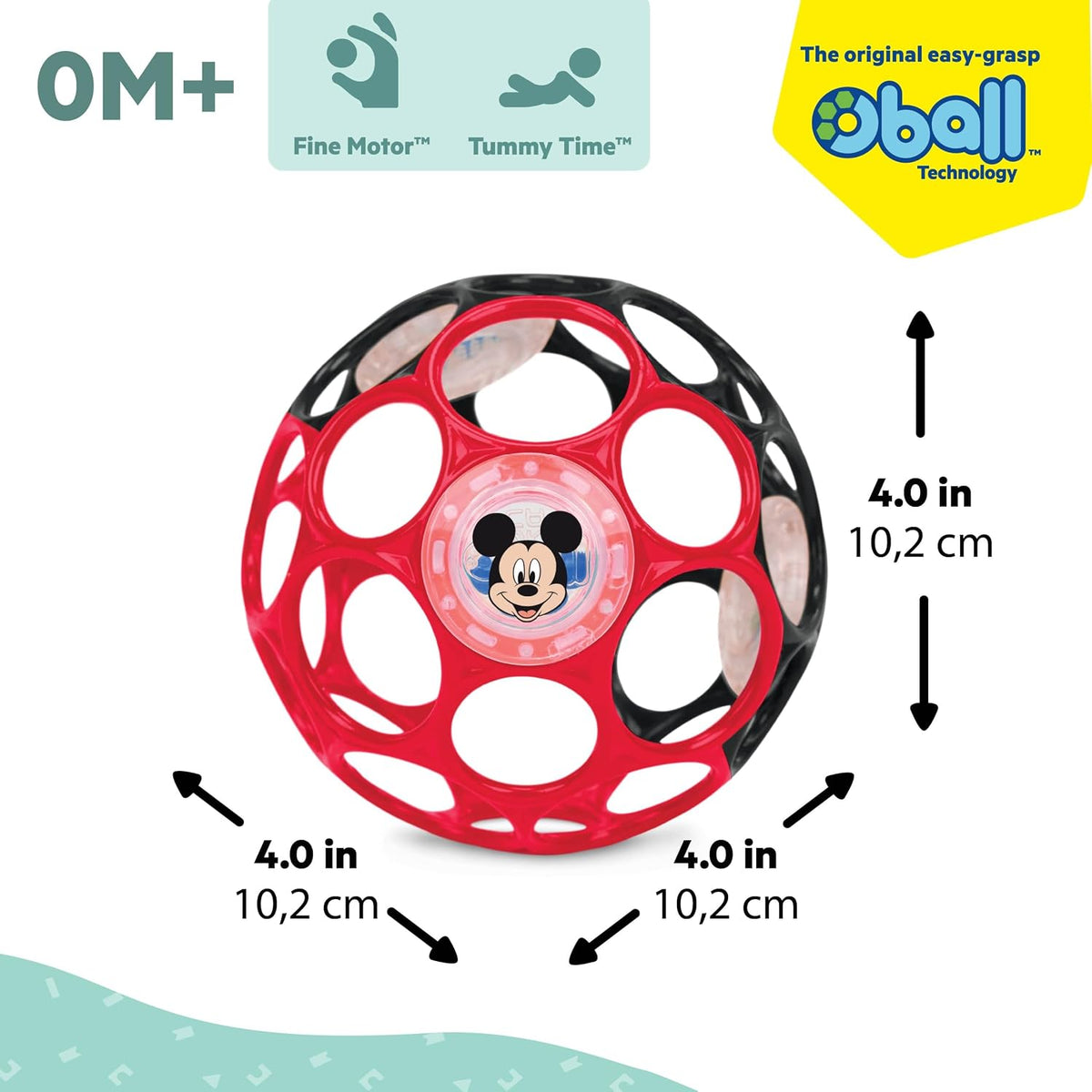 Bright Starts Oball Easy Grasp Classic Ball BPA-Free Infant Toy,Age Newborn and up, 4 Inches