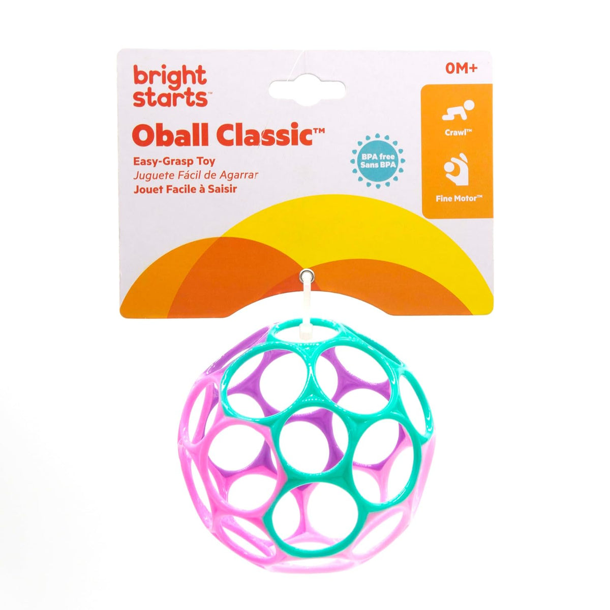 Bright Starts Oball Easy Grasp Classic Ball BPA-Free Infant Toy,Age Newborn and up, 4 Inches