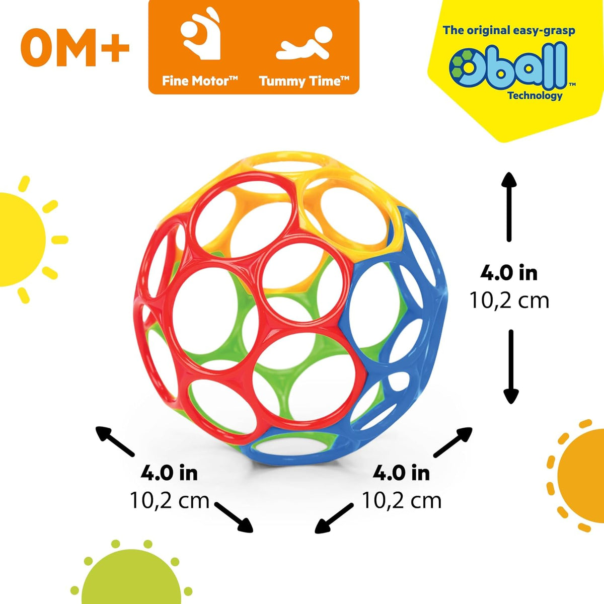 Bright Starts Oball Easy Grasp Classic Ball BPA-Free Infant Toy,Age Newborn and up, 4 Inches